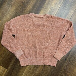 SHEIN Rust Pink Peach Red Crew Neck Relaxed Fit Sweater